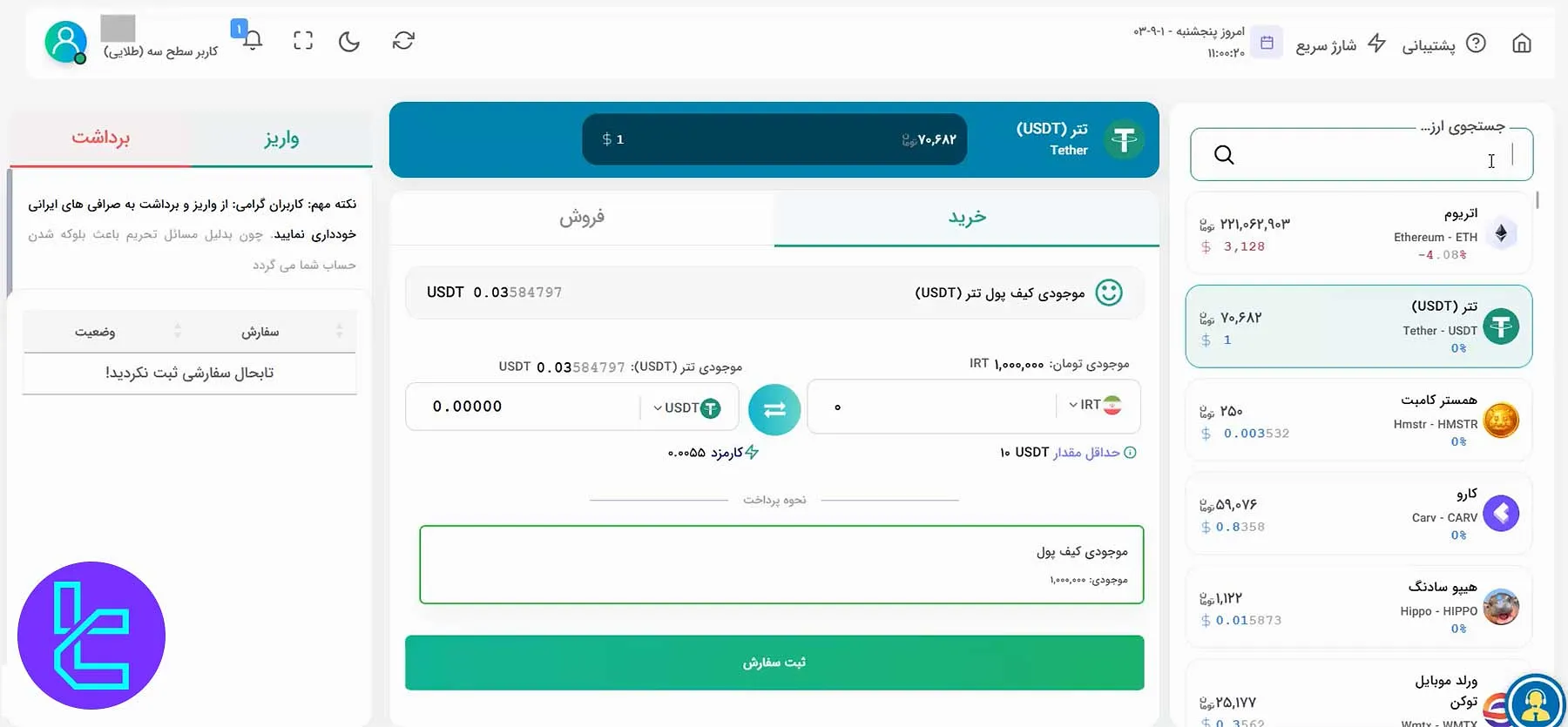 خرید بیت کوین در بخش قیمت بازار صرافی علی بابا