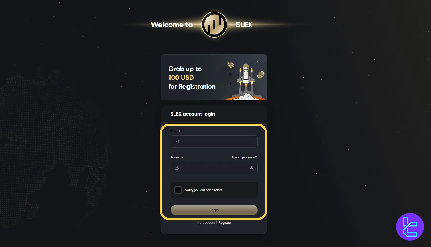 User dashboard after Slex registration