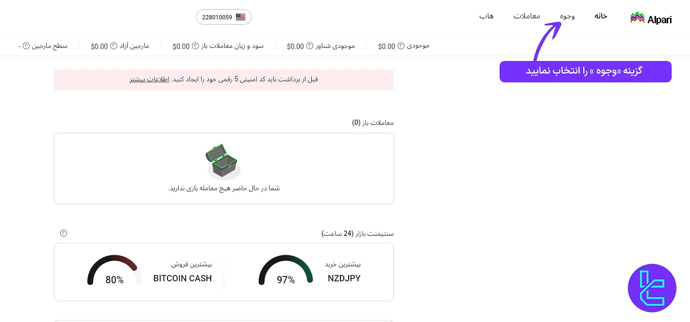 پنل کاربری بروکر آلپاری