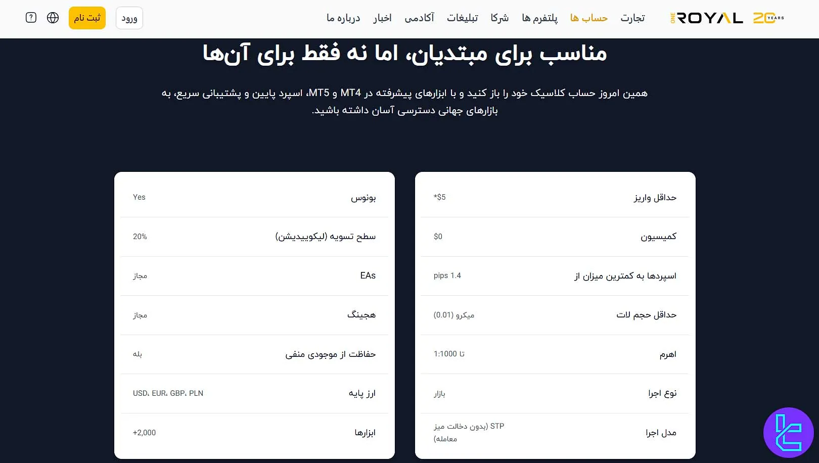 حساب کلاسیک وان رویال