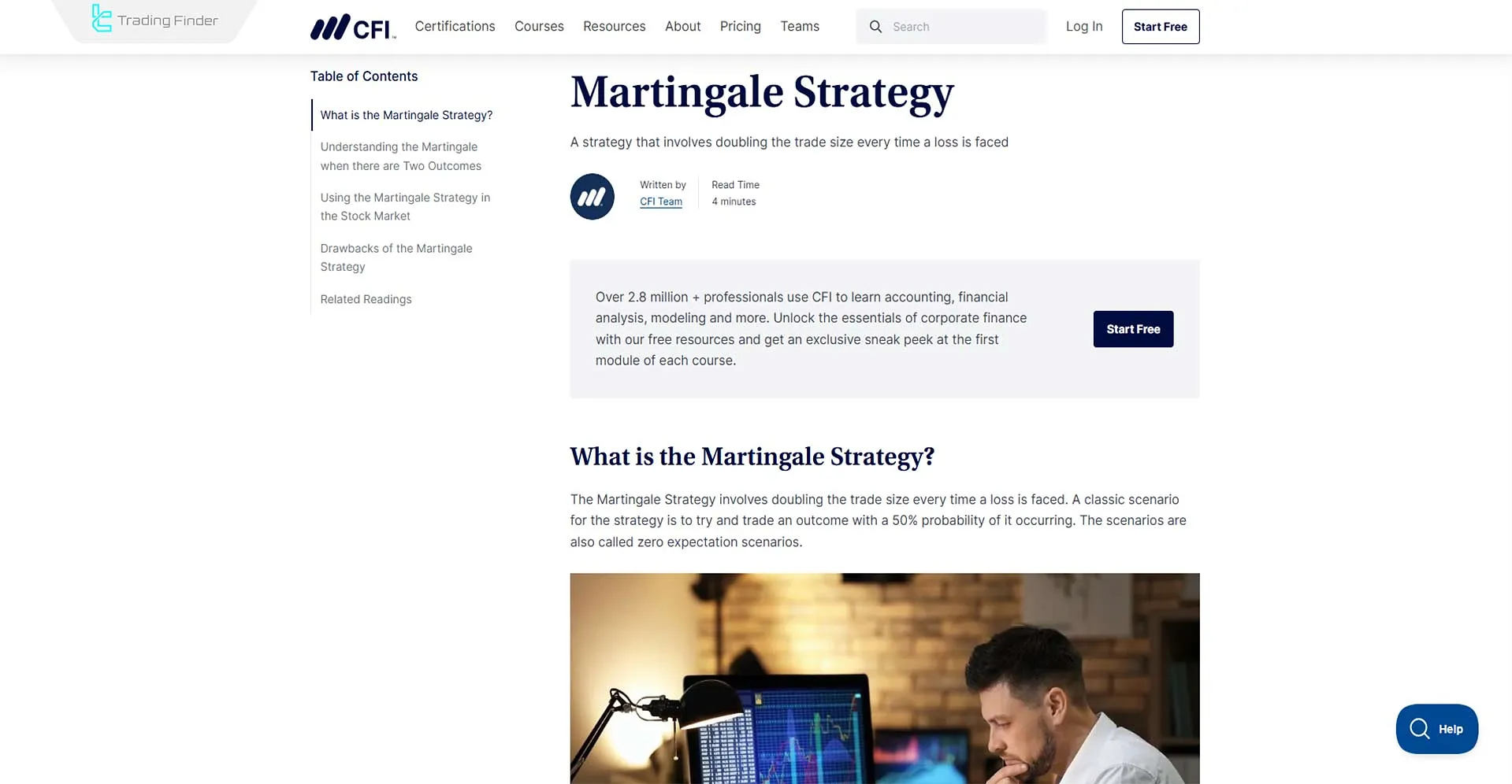 Educational article on the Martingale Strategy