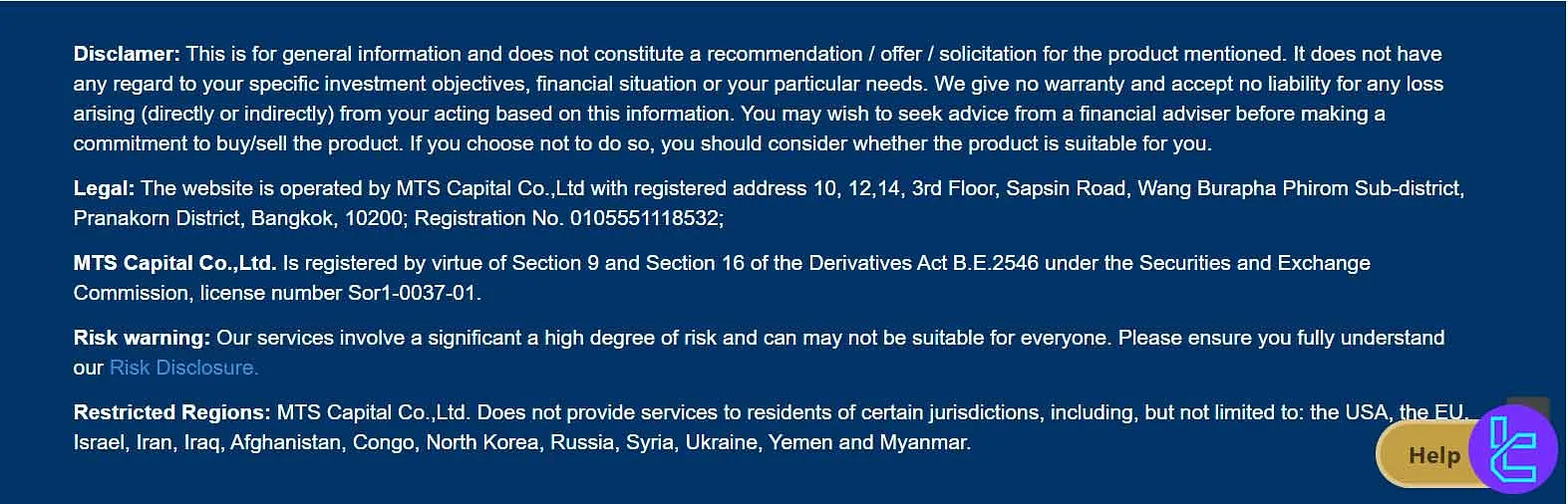 MTS Capital Regulation and license