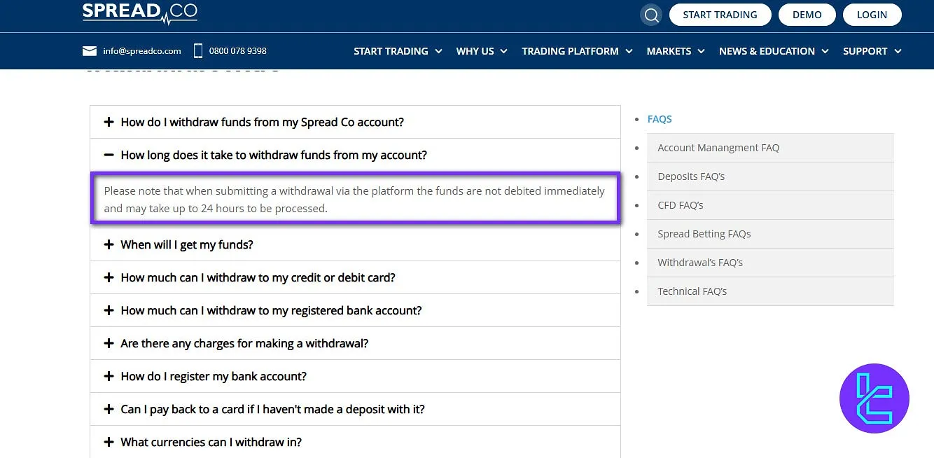 Spread Co Withdrawal