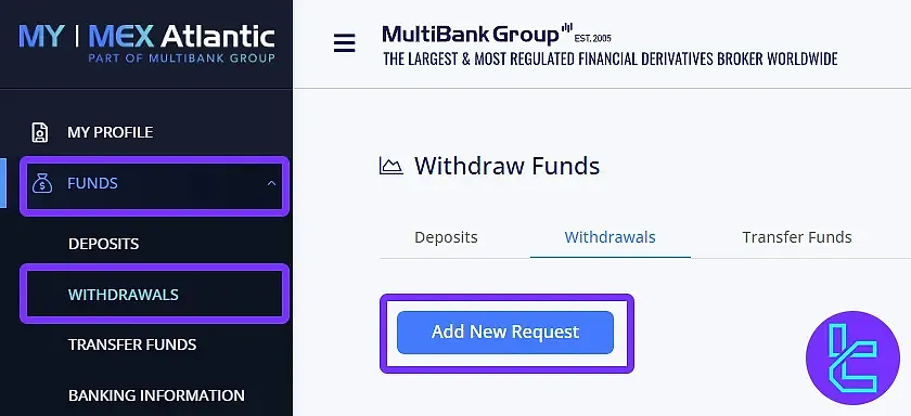 MultiBank account withdrawal section