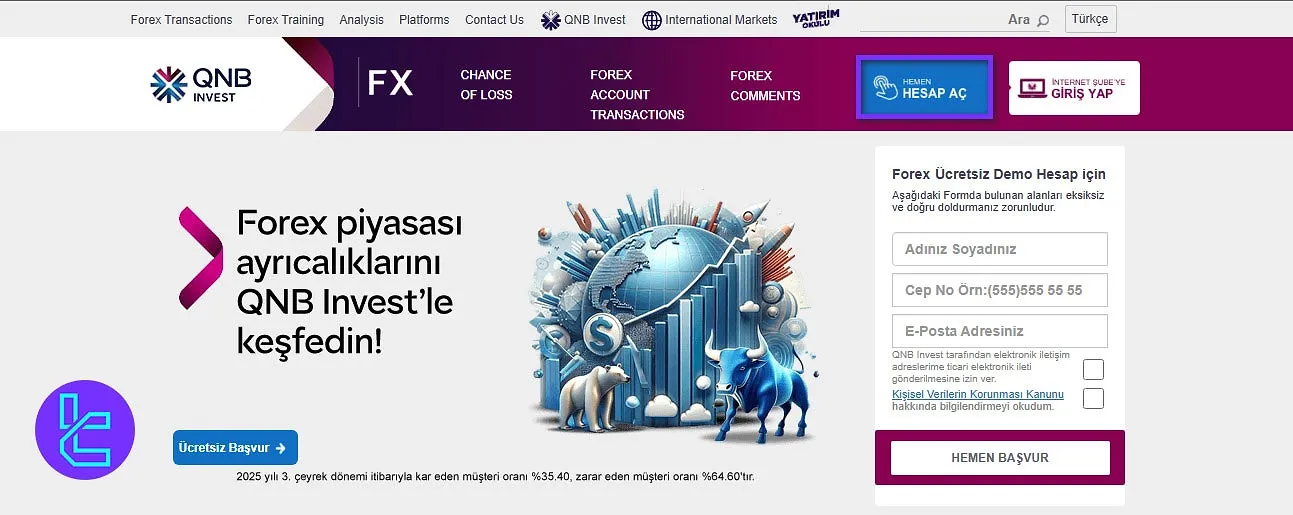 Start the QNB Invest registration process