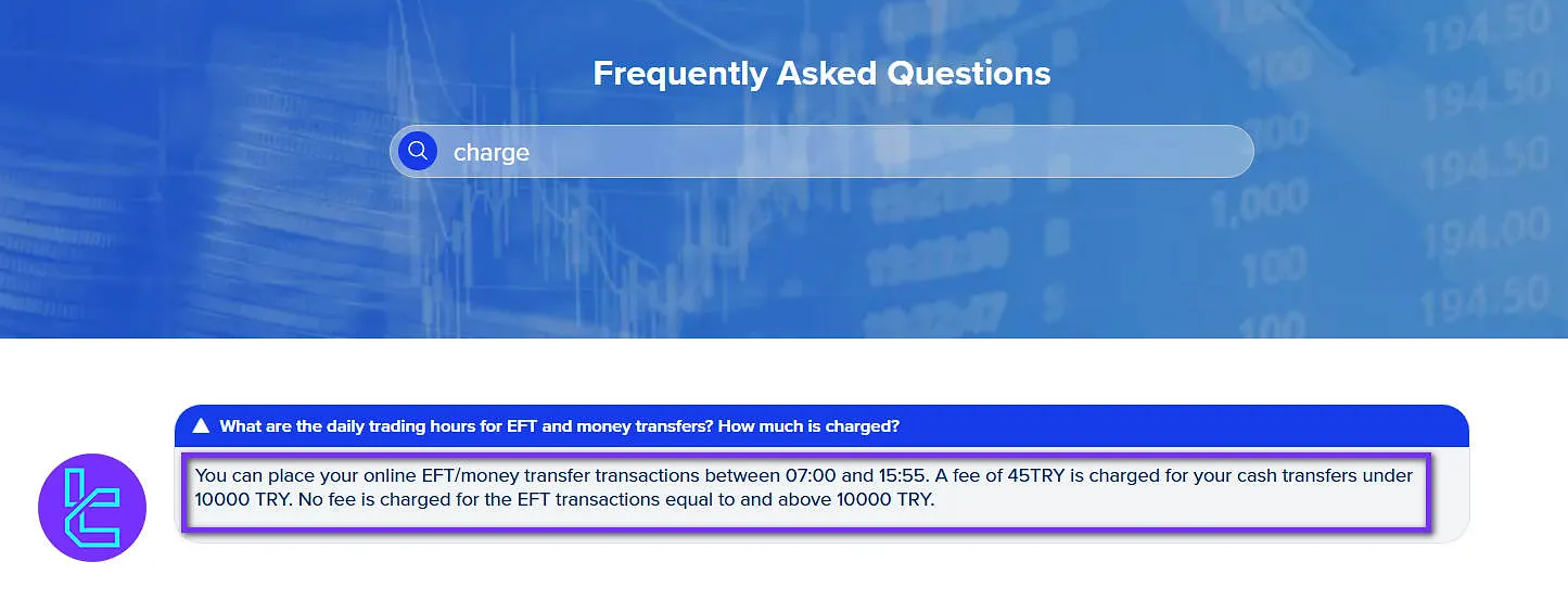 Tacirler Yatırım Non-Trading Fees