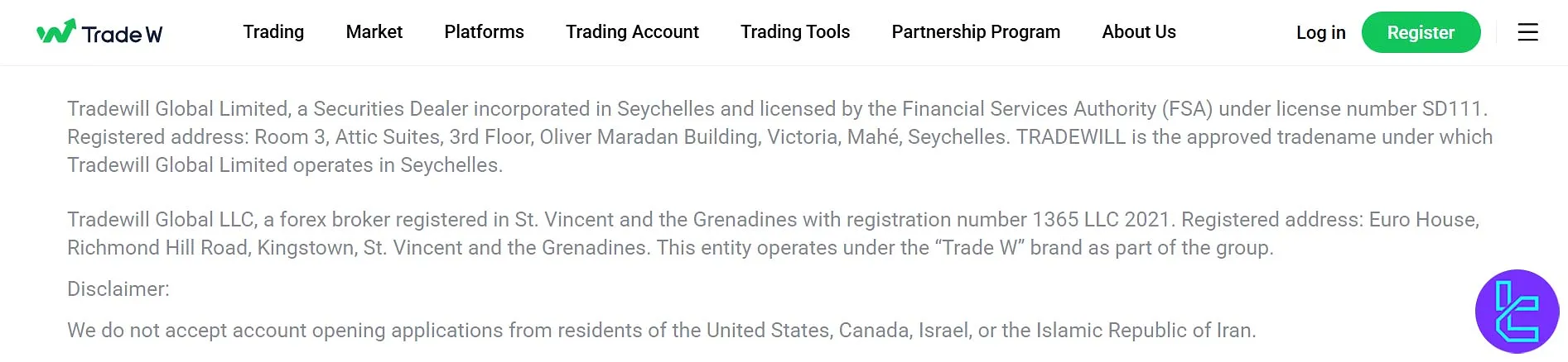 Tradewill Regulations