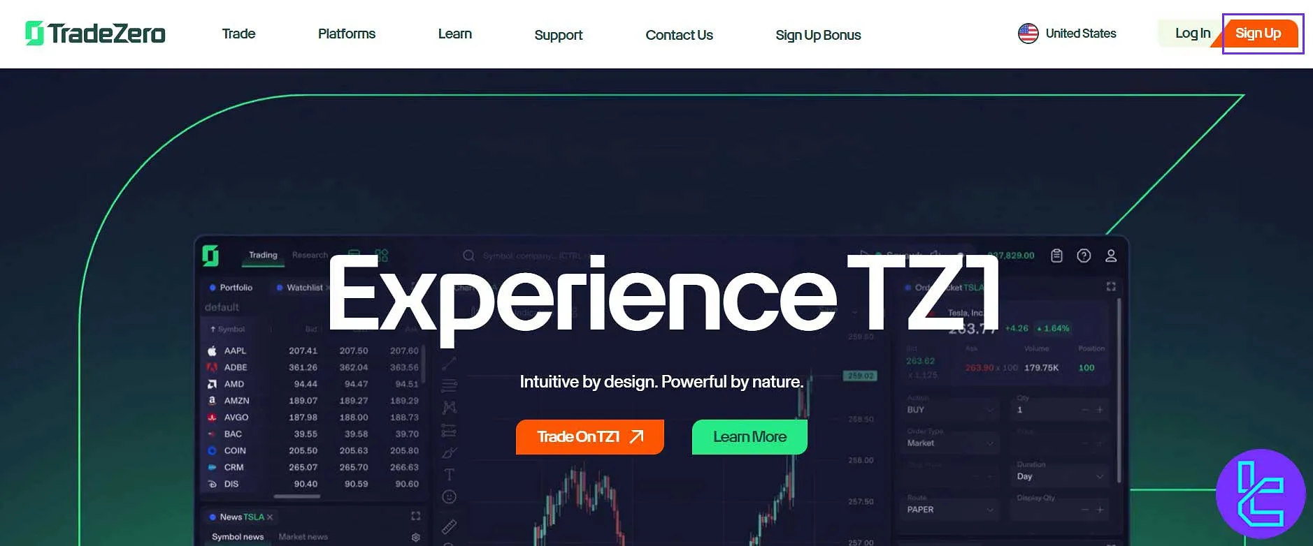 Click Sign Up to Start TradeZero Registration