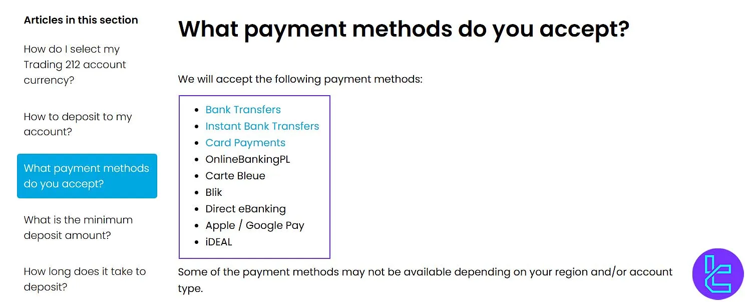 Trading 212 Payment Methods