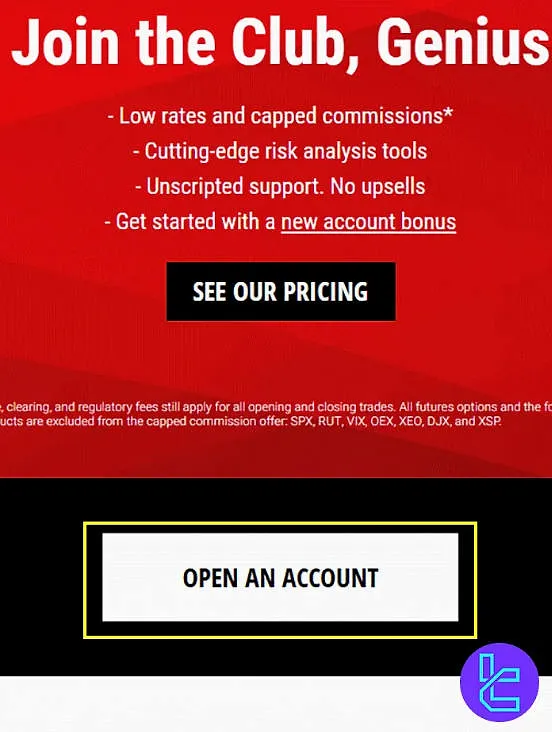 Start the Tastytrade registration process