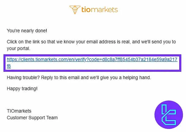 TIOmarkets email verification