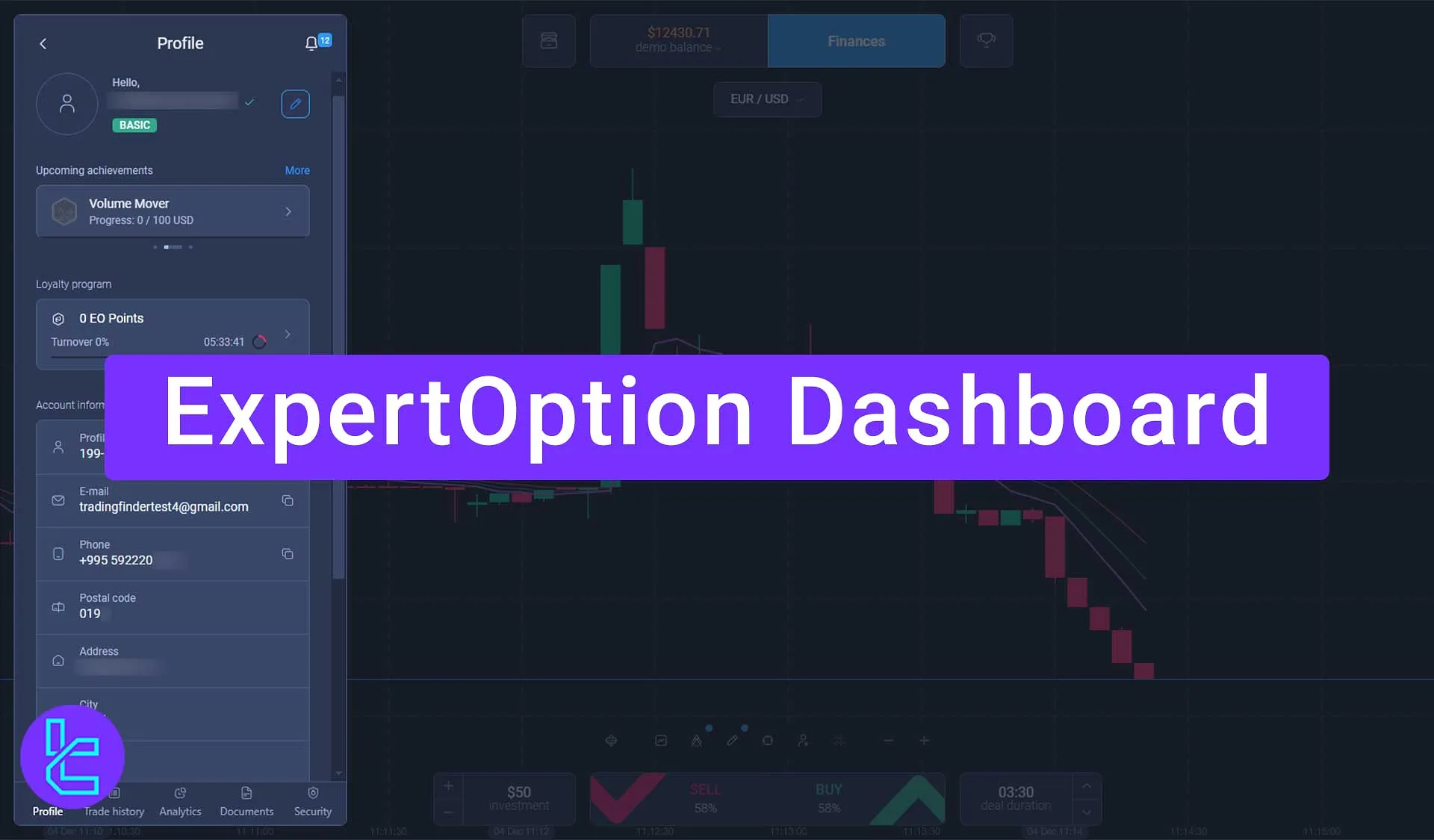 ExpertOption dashboard