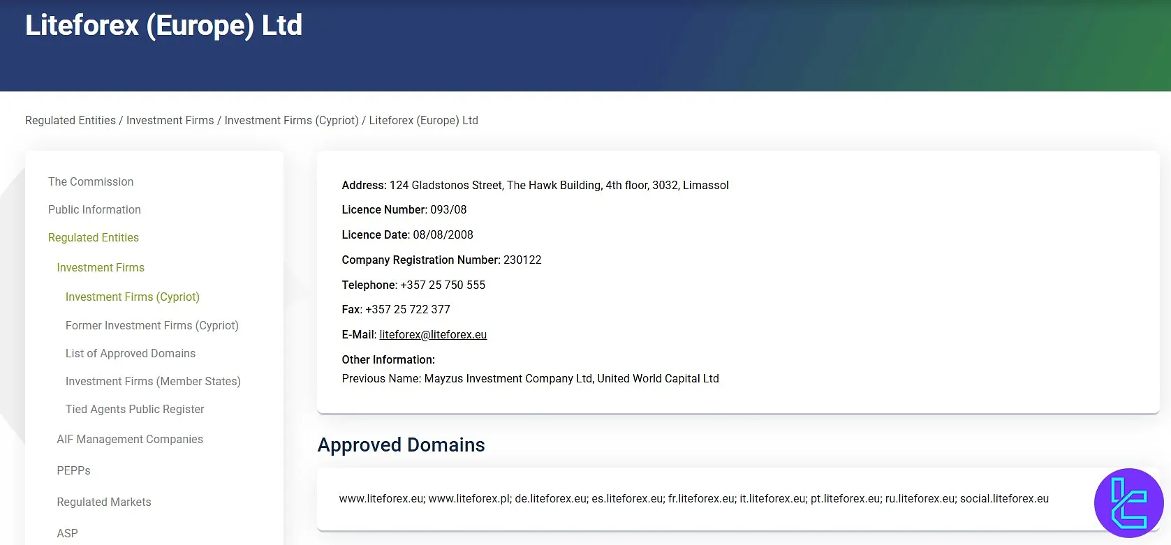 رگوله لایت فایننس در سایت CySEC