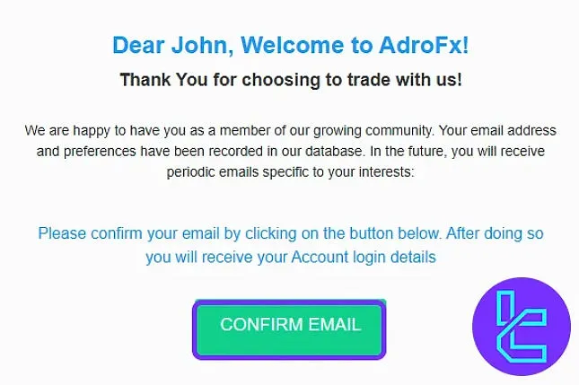 AdroFX email verification