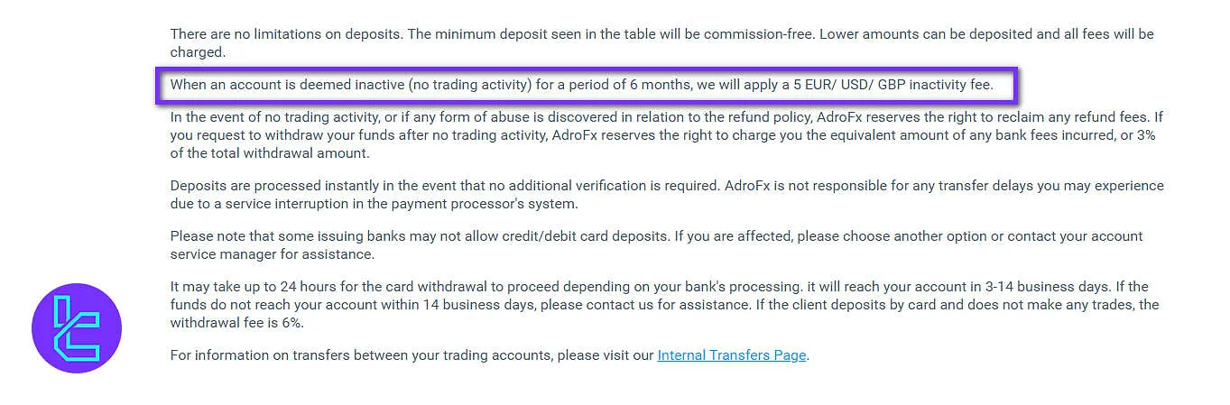 AdroFX inactivity fees