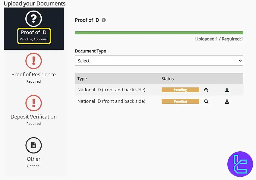 Upload government ID for TrioMarkets verification