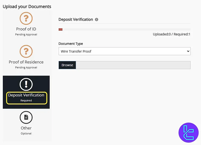 Upload deposit record for TrioMarkets account