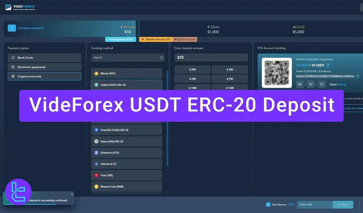 VideForex ERC-20 Deposit 2025 [$10 Minimum Funding Amount]