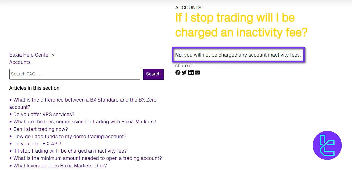 Baxia Markets Inactivity Fees