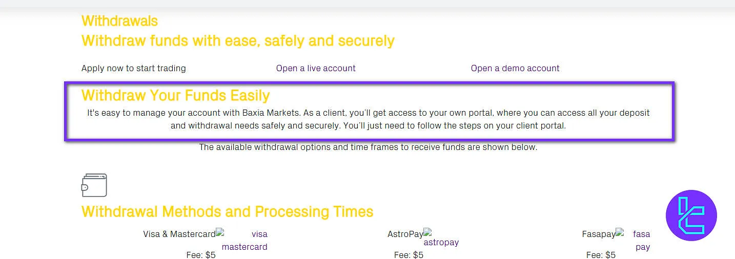 Baxia Markets Withdrawal