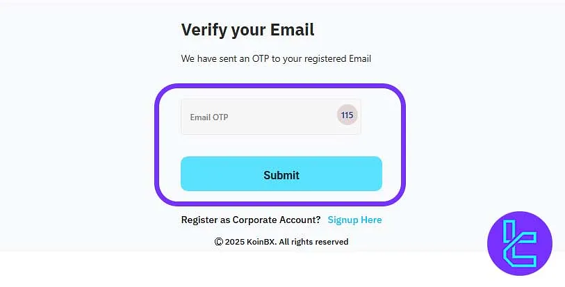 KoinBX signup email verification