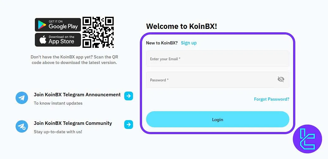 KoinBX signup login account