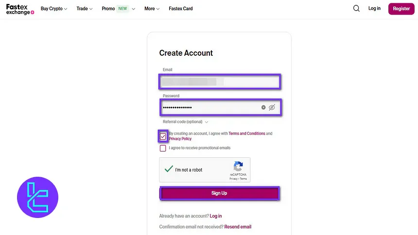 Fastex registration form