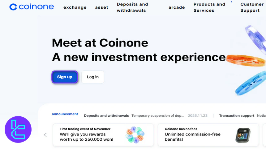 Start Coinone registration