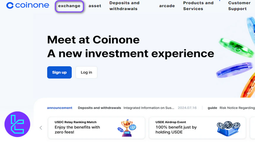 Open Coinone exchange