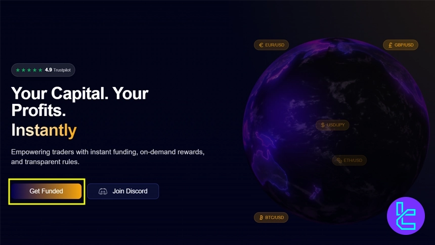 Funded Nation "Get started" butonu