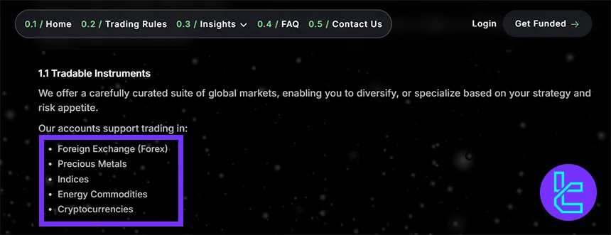 FundedFirm supported trading instruments