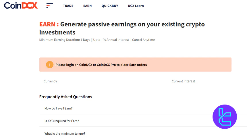 CoinDCX Earn program