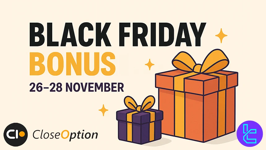 CloseOption promo image showing Black Friday bonus announcement