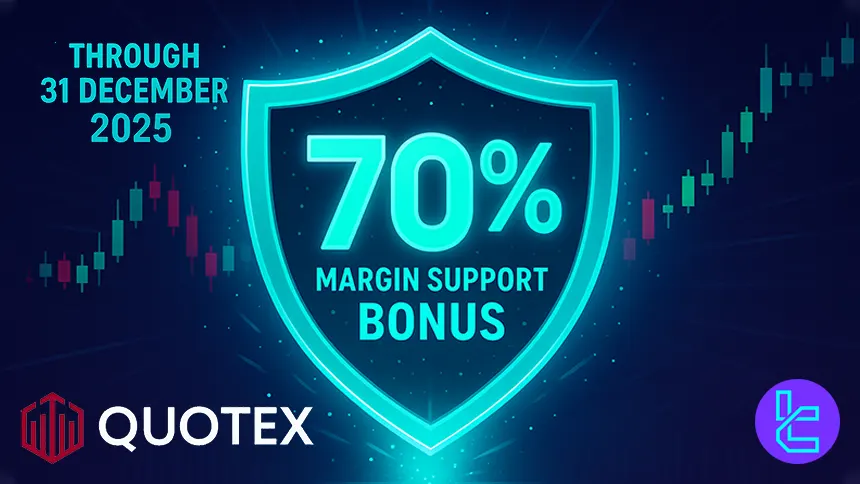 Quotex promotional banner highlighting a 70% trading bonus