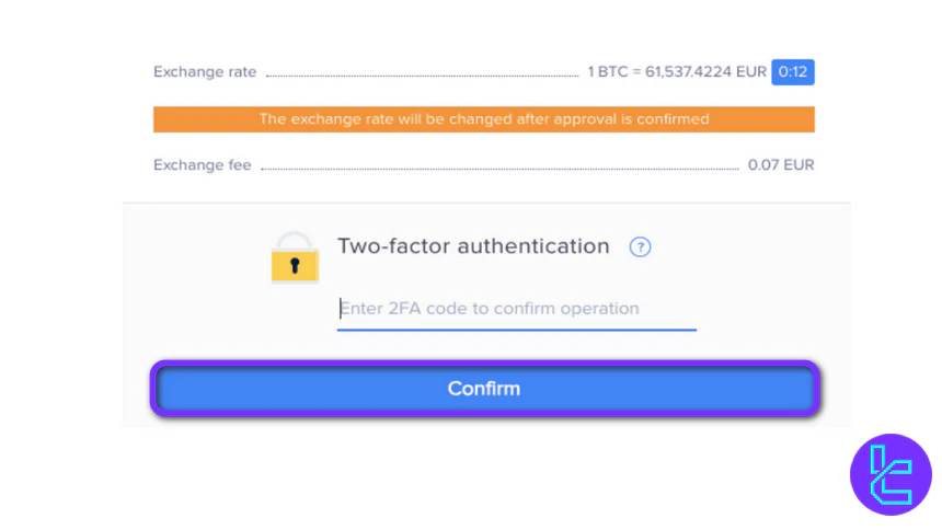 Cryptopay exchange confirmation