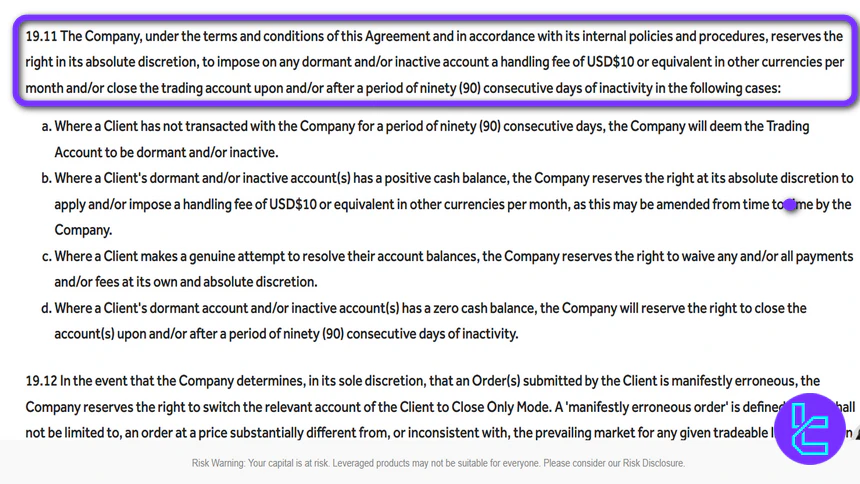 Bold Prime Non-Trading Fees