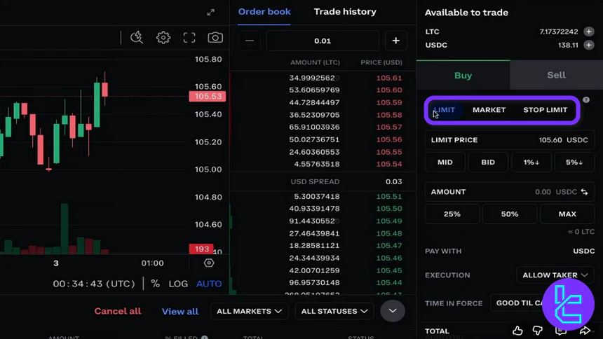 Coinbase trade order