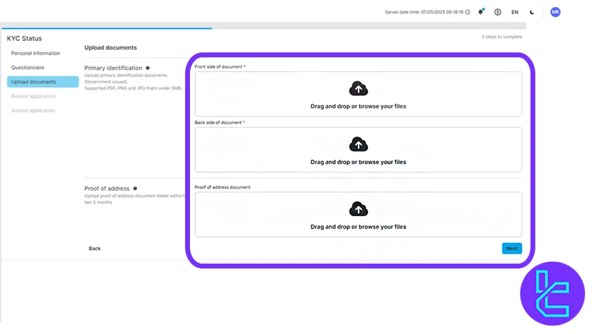 ID upload OX Securities authentication