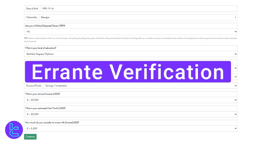 Step-by-step Errante KYC process