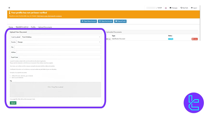 Errante KYC approval status