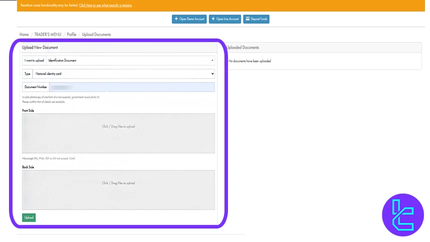 Errante authentication proof of address submission