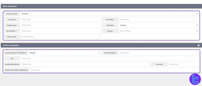 Personal and address details for CWG Markets KYC