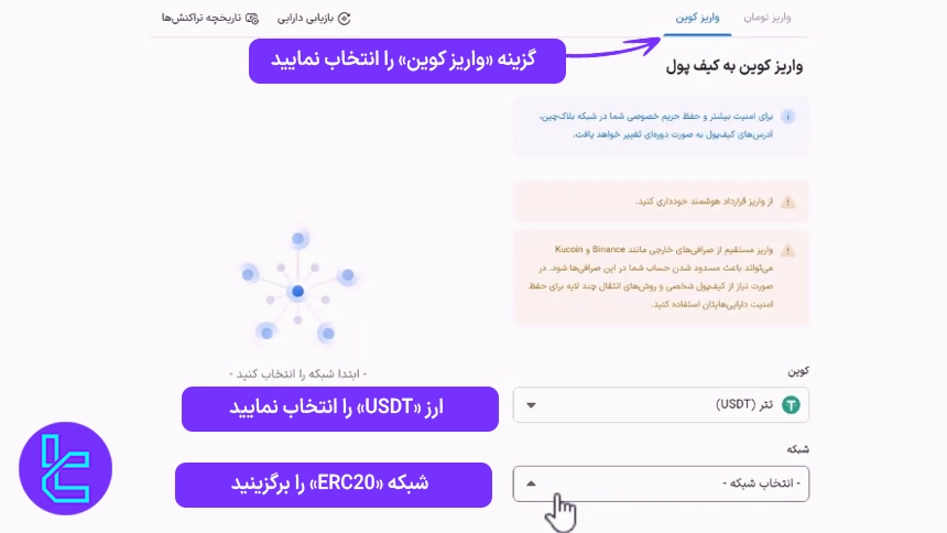 تکمیل فرم سپرده‌گذاری در Wallex