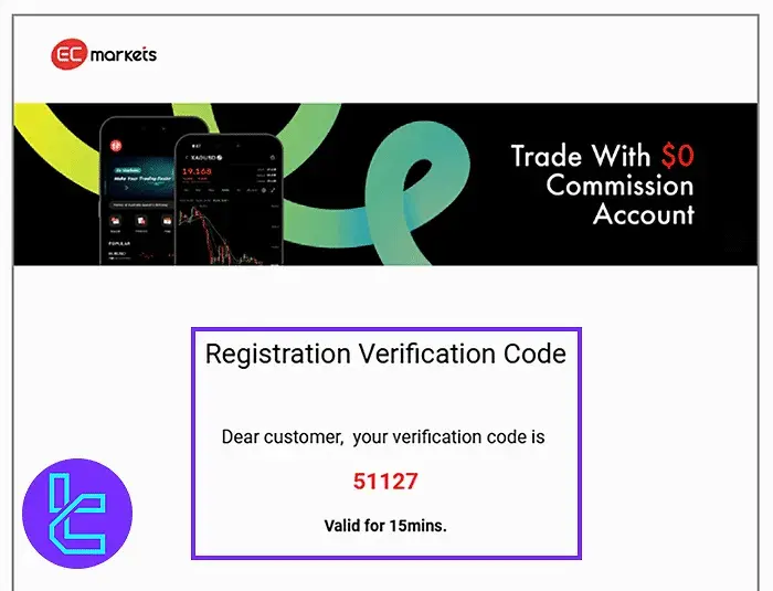 EC Markets registration verification code