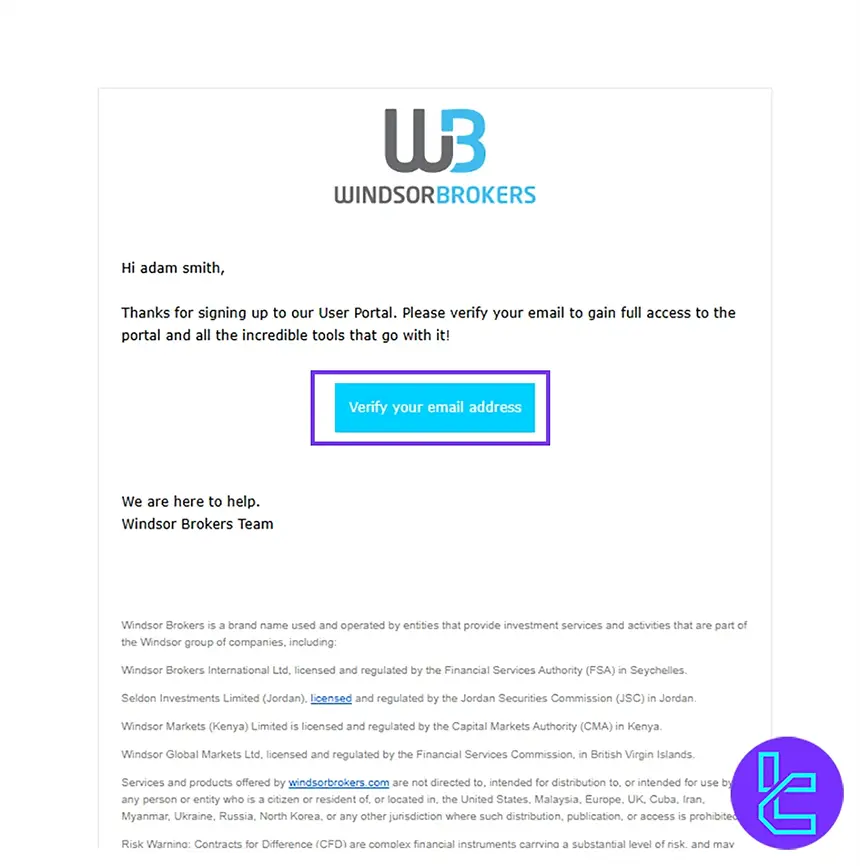 Windsor Brokers email verification