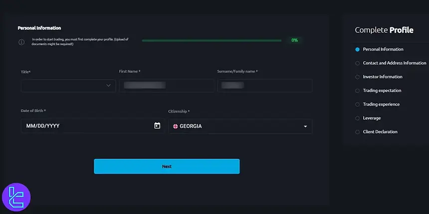 Windsor Brokers personal info form