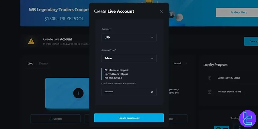 Windsor Brokers account details