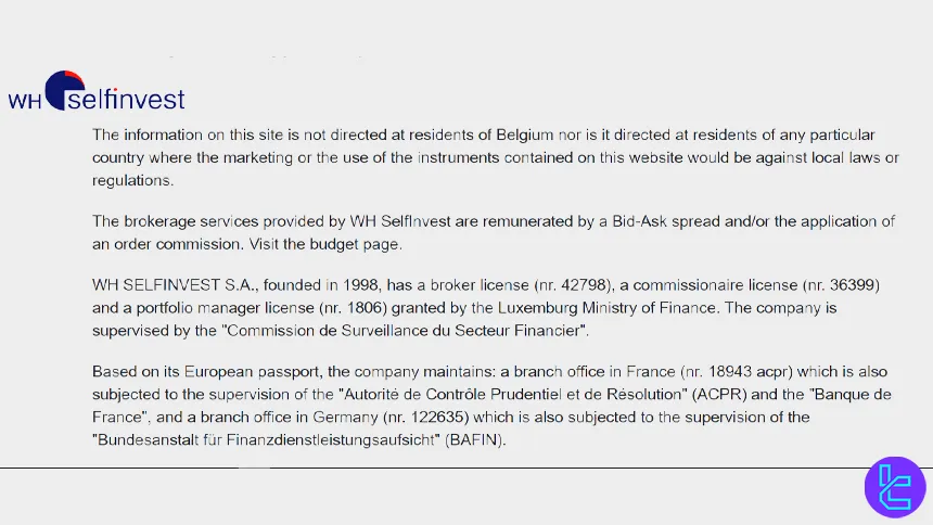 WH SelfInvest branches and regulations