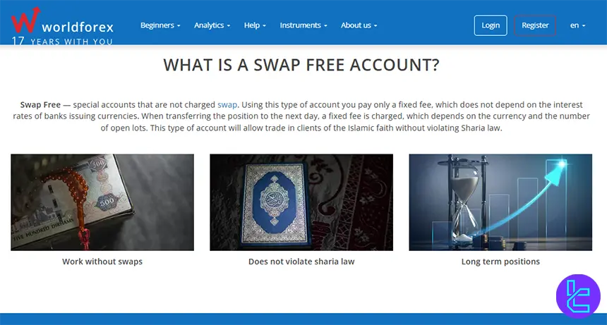 WForex Islamic account