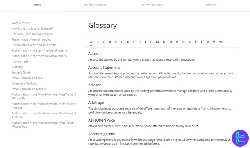 WForex Trading Glossary